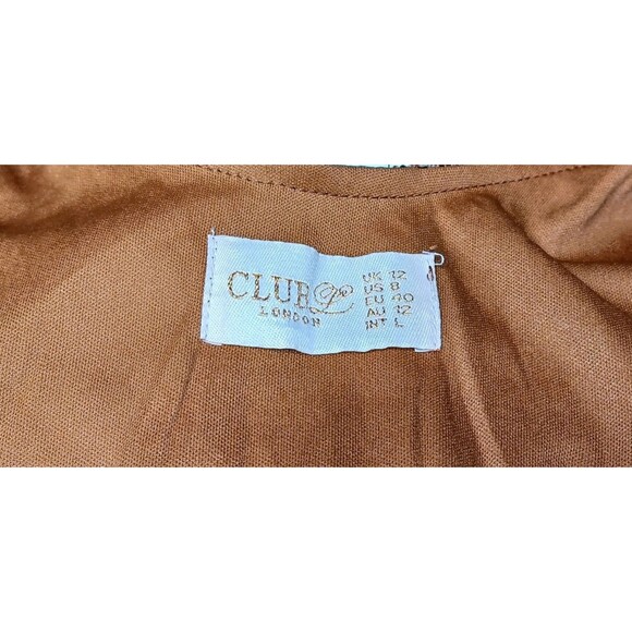 Club L London Dress Mini Orange Brown V-Neck Scoop Back Sequined Formal Sz 8 US - Picture 8 of 9